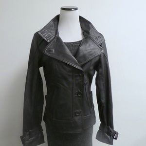 COLLEZIONI BLACK LEATHER MOTORCYCLE Jacket S